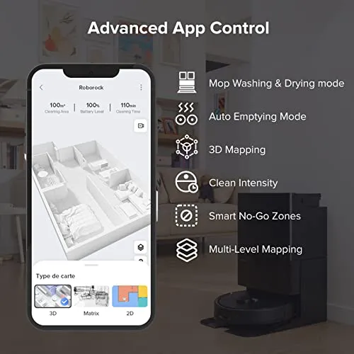 Roborock Q Revo Robot Vacuum and Mop, Auto-Drying, Auto Mop Washing, Dual Spinning Mops, Auto Mop Lifting, Self-Refilling, Self-Emptying, Reactive Tech Obstacle Avoidance, 5500Pa Suction, Black